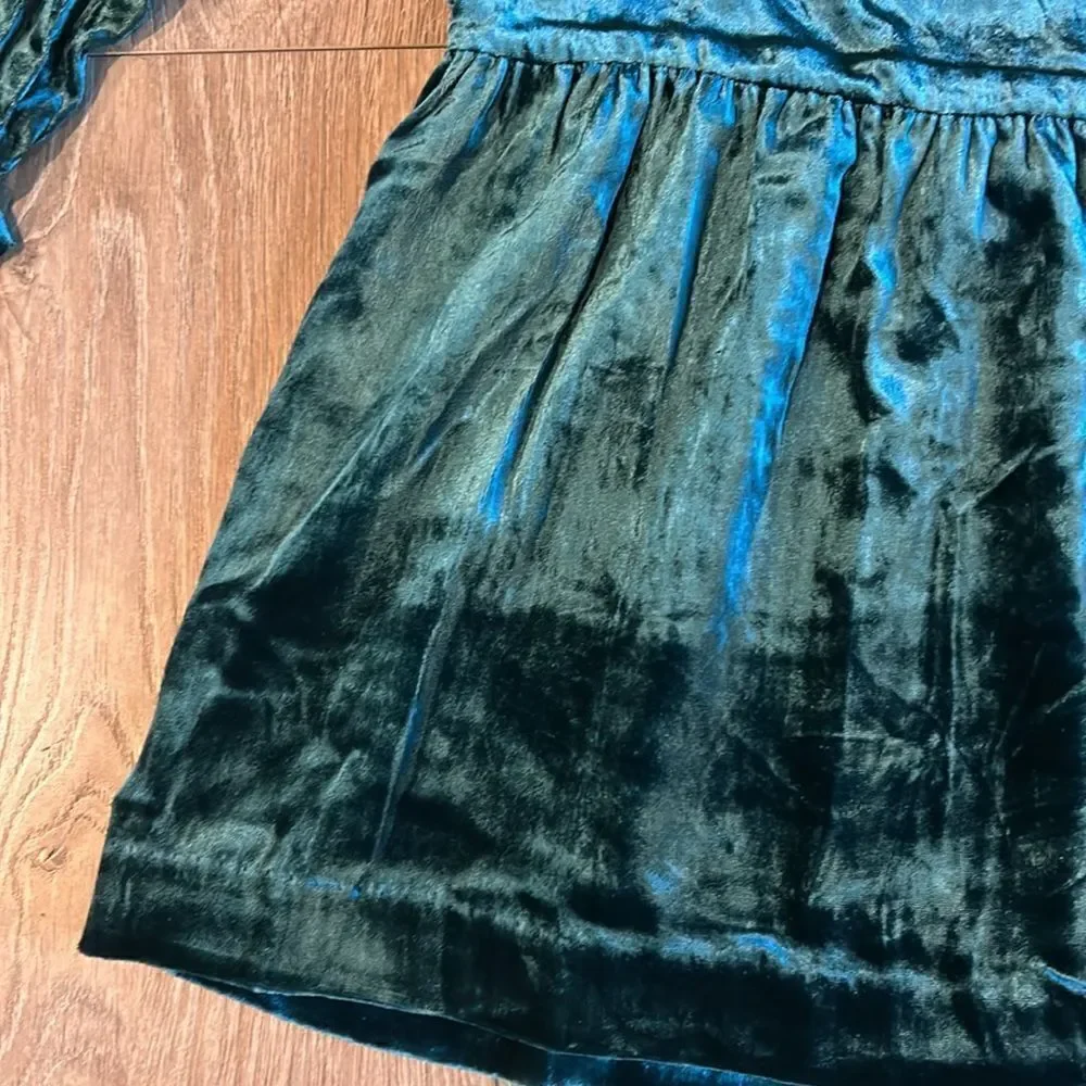 DARK GREEN CRUSHED VELVET COZY HOLIDAY DRESS FROM GYMBOREE GIRLS SIZE 8